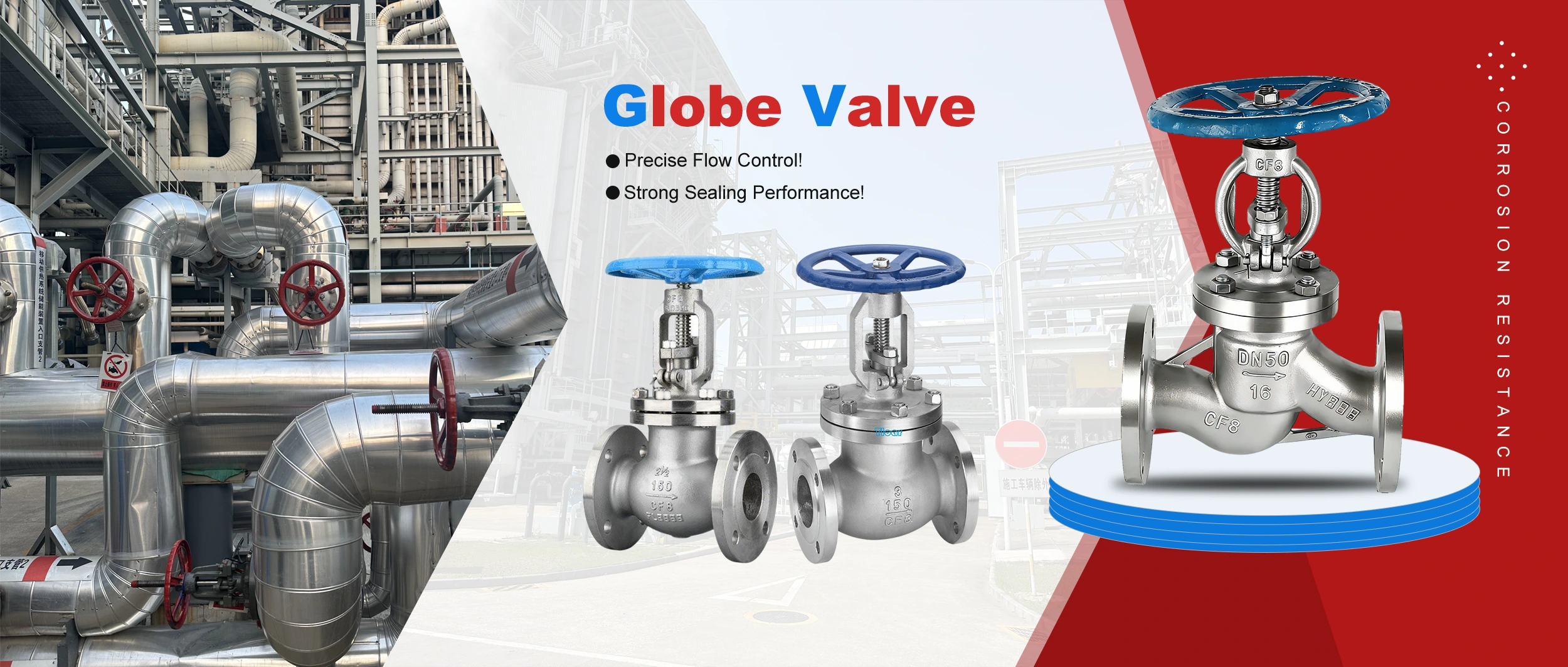 Katup Globe Langsung Pabrik ing Huadu